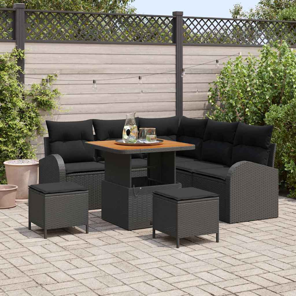 Conjunto de sofá de jardín con cojín 8 pcs Beige y Crema