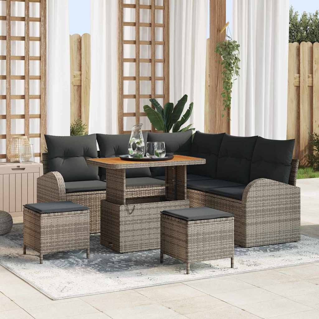 Conjunto de sofá de jardín con cojín 8 pcs Beige y Crema