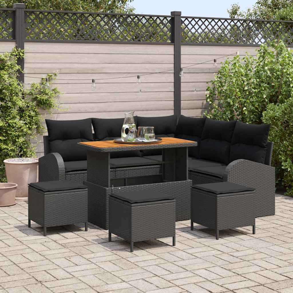 Conjunto de sofá de jardín con cojín 8 pcs Beige y Crema