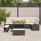 Conjunto de sofá de jardín con cojín 9 pcs Negro y crema