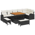 Conjunto de sofá de jardín con cojín 9 pcs Negro y crema