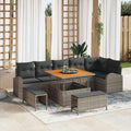 Conjunto de sofá de jardín con cojín con almohada 9 pcs Gris