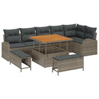 Conjunto de sofá de jardín con cojín con almohada 9 pcs Gris