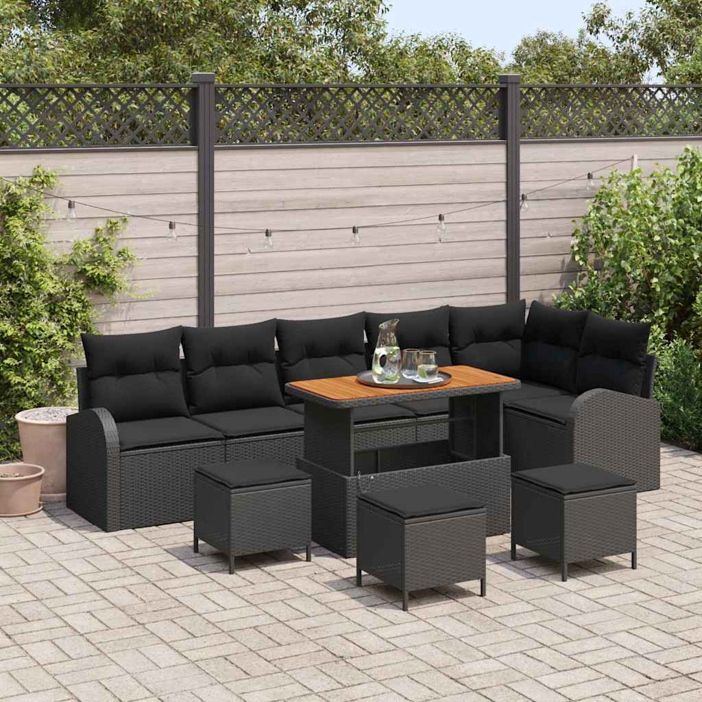 Conjunto de sofá de jardim com almofada e almofada 10 pcs cinzento