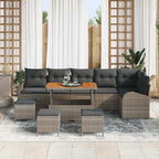 Conjunto de sofá de jardín con cojín con almohada 10 pcs Gris