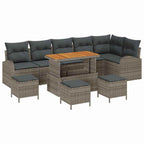 Conjunto de sofá de jardín con cojín con almohada 10 pcs Gris