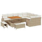 Conjunto de sofá de jardín con cojín 12 pcs Beige y Crema