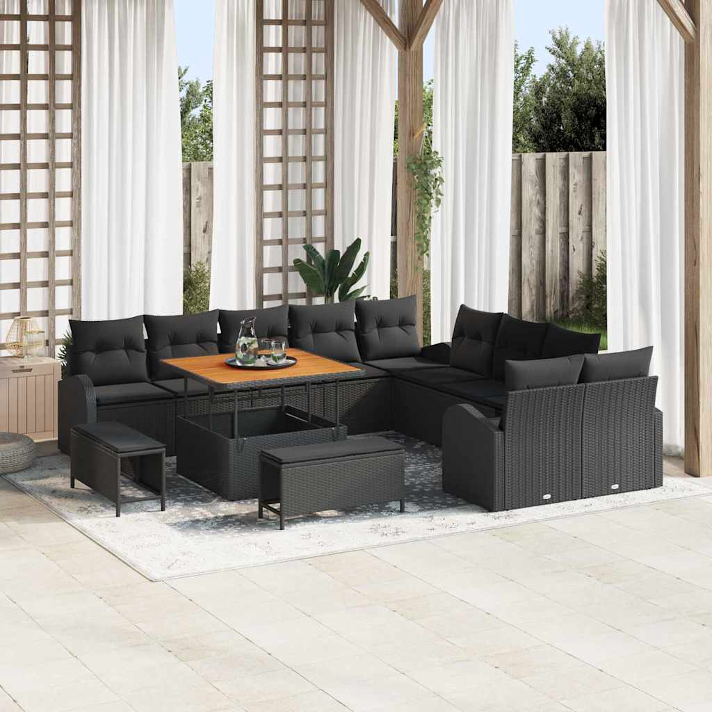 Conjunto de sofá de jardín con cojín 13 pcs Beige y Crema