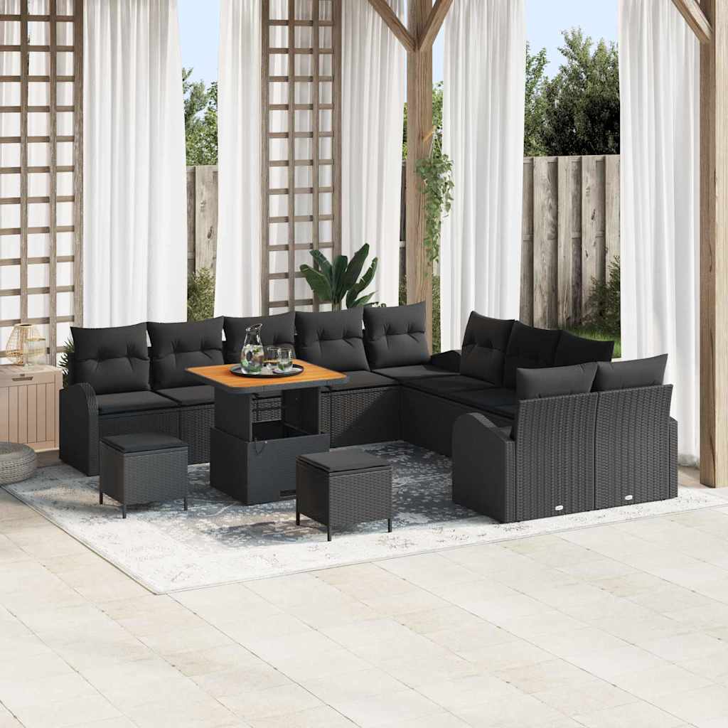 Conjunto de sofá de jardín con cojín 13 pcs Beige y Crema