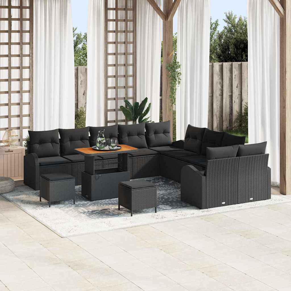 Conjunto de sofá de jardín con cojín 13 pcs Beige y Crema