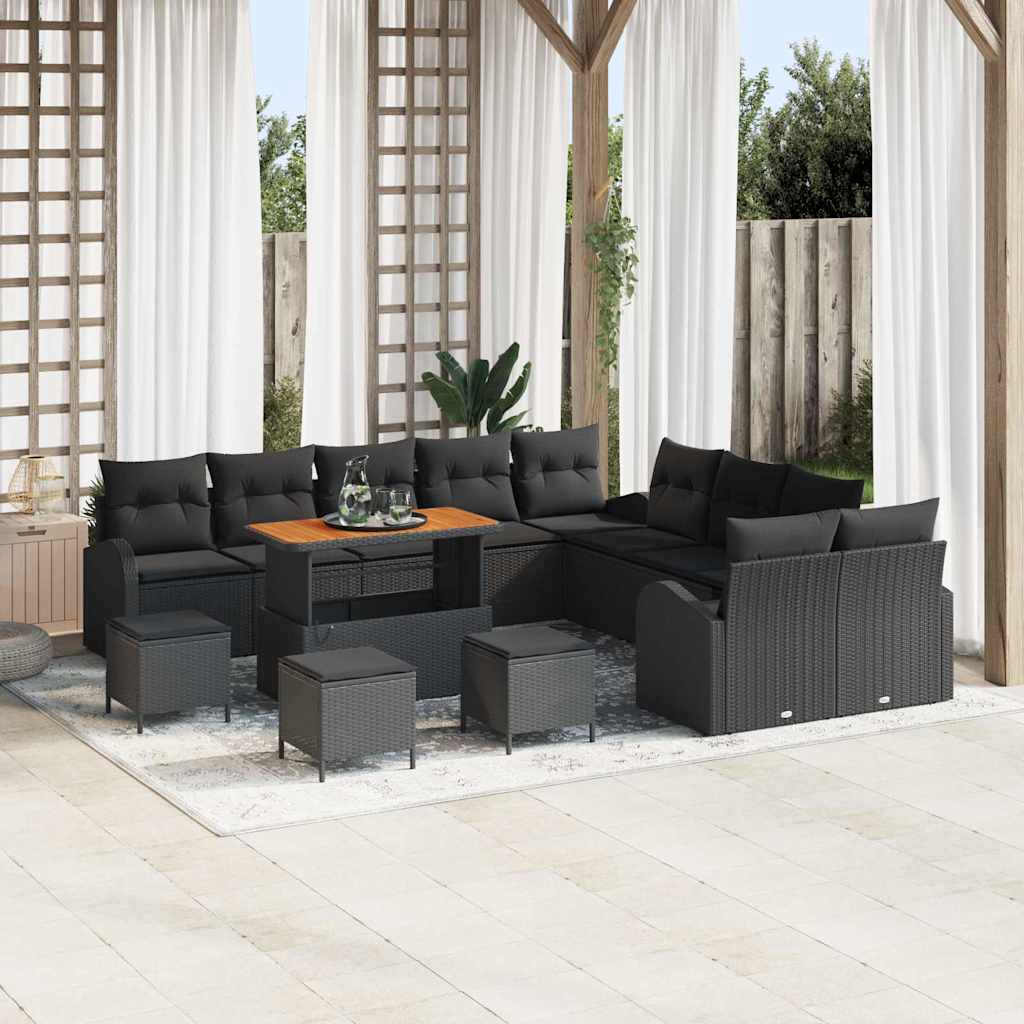 Conjunto de sofá de jardín con cojín 13 pcs Beige y Crema