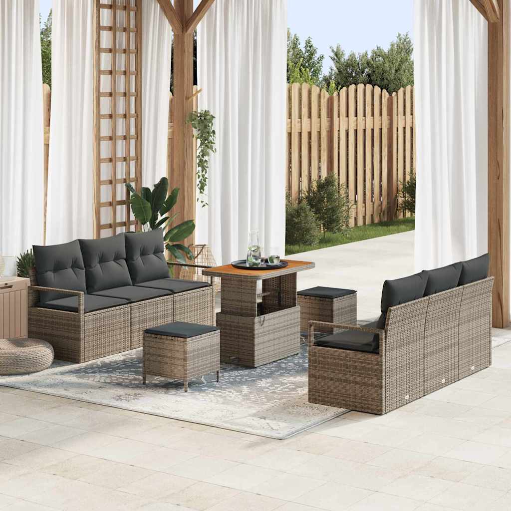 Conjunto de sofá de jardim 8 pcs Bege e Creme vime sintético