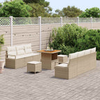 Conjunto de sofá de jardín con cojín 10 pcs Beige y Crema