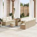 Conjunto de sofá de jardín con cojín 10 pcs Beige y Crema