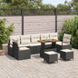 Conjunto de sofá de jardín con cojín 10 pcs Beige y Crema