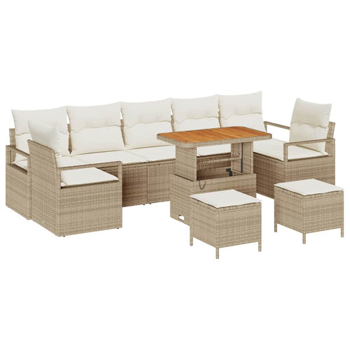 Garden Sofa Set with Cushions 10 pcs Beige and Cream