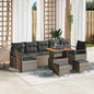Conjunto de sofá de jardín con cojín 10 pcs Beige y Crema
