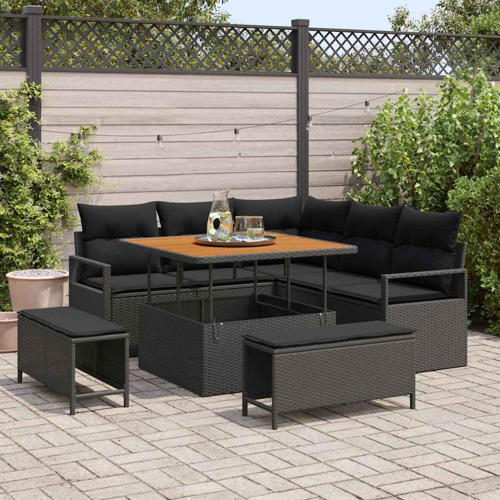 Conjunto de sofá de jardim com almofada 8 unid. Bege e Creme