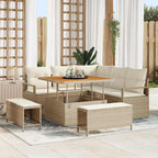Conjunto de sofá de jardín con cojín 8 pcs Beige y Crema