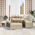 Conjunto de sofá de jardín con cojín 8 pcs Beige y Crema