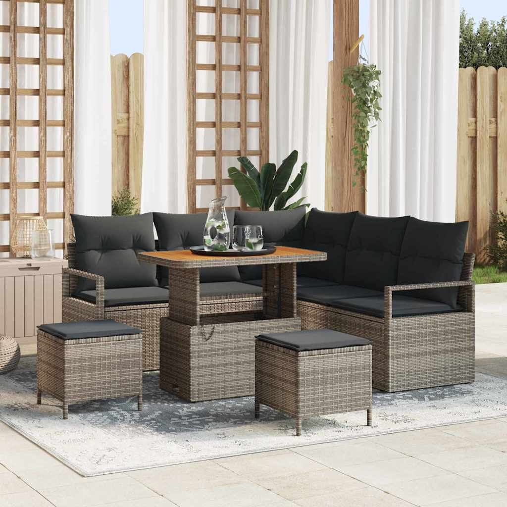 Conjunto de sofá de jardim com almofada 8 unid. Bege e Creme