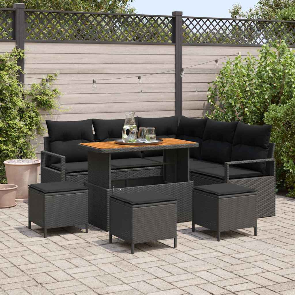 Conjunto de Sofá de Jardim com Almofadas 9 peças Bege e Cinzento Claro
