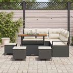 Conjunto de sofá de jardín con cojín 9 pcs Negro y crema