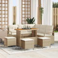 Conjunto de sofá de jardín con cojín 9 pcs Beige y Crema
