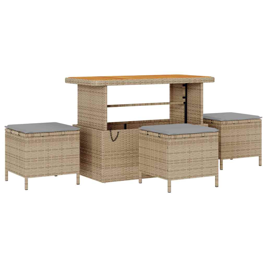 Conjunto de sofá de jardín con cojín 9 pcs Beige y Gris Claro