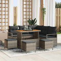Conjunto de sofá de jardín con cojín 9 pcs Beige y Gris Claro