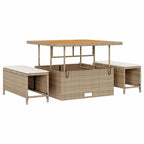 Conjunto de sofá de jardín con cojín 9 pcs Beige y Crema
