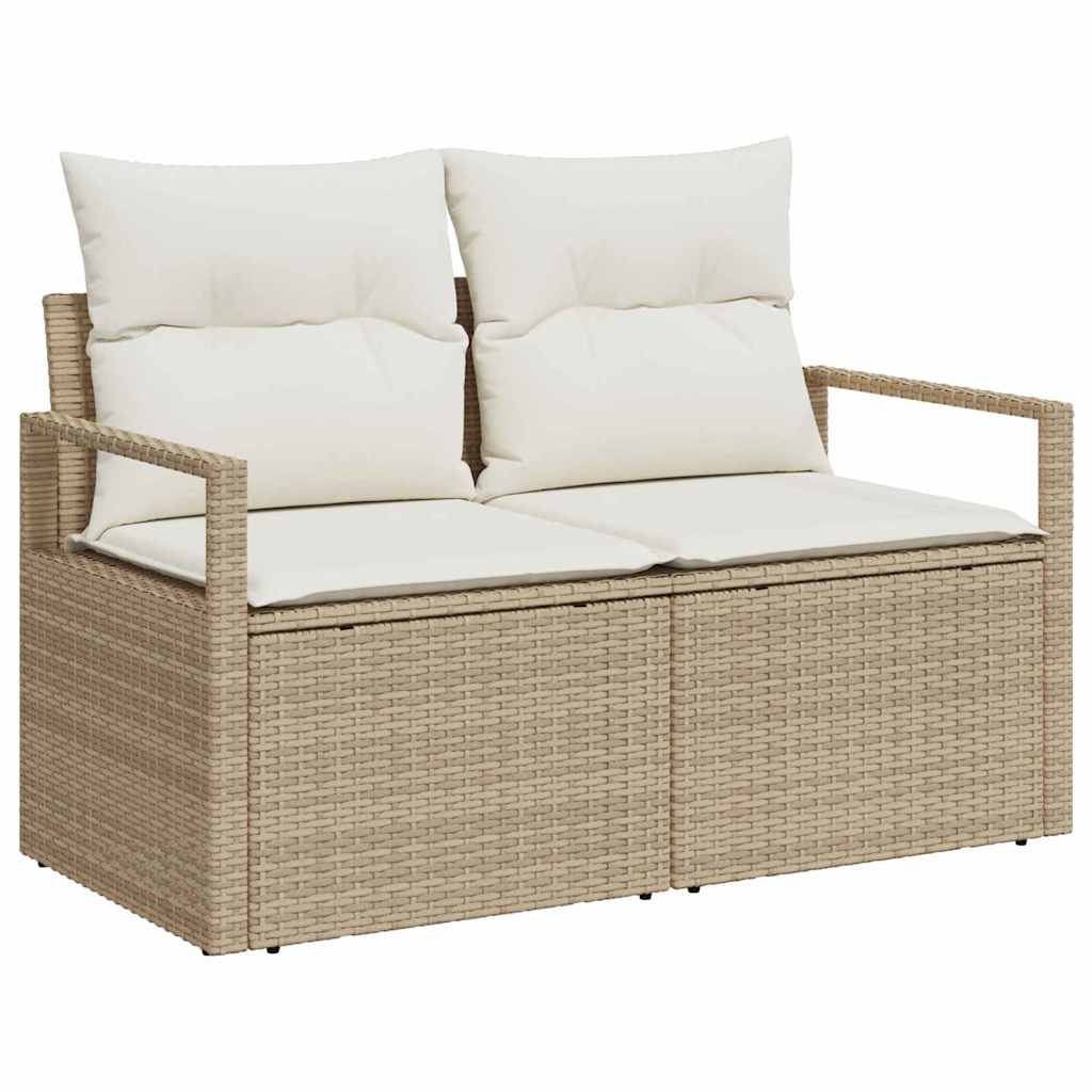 Conjunto de sofá de jardín con cojín 9 pcs Beige y Crema