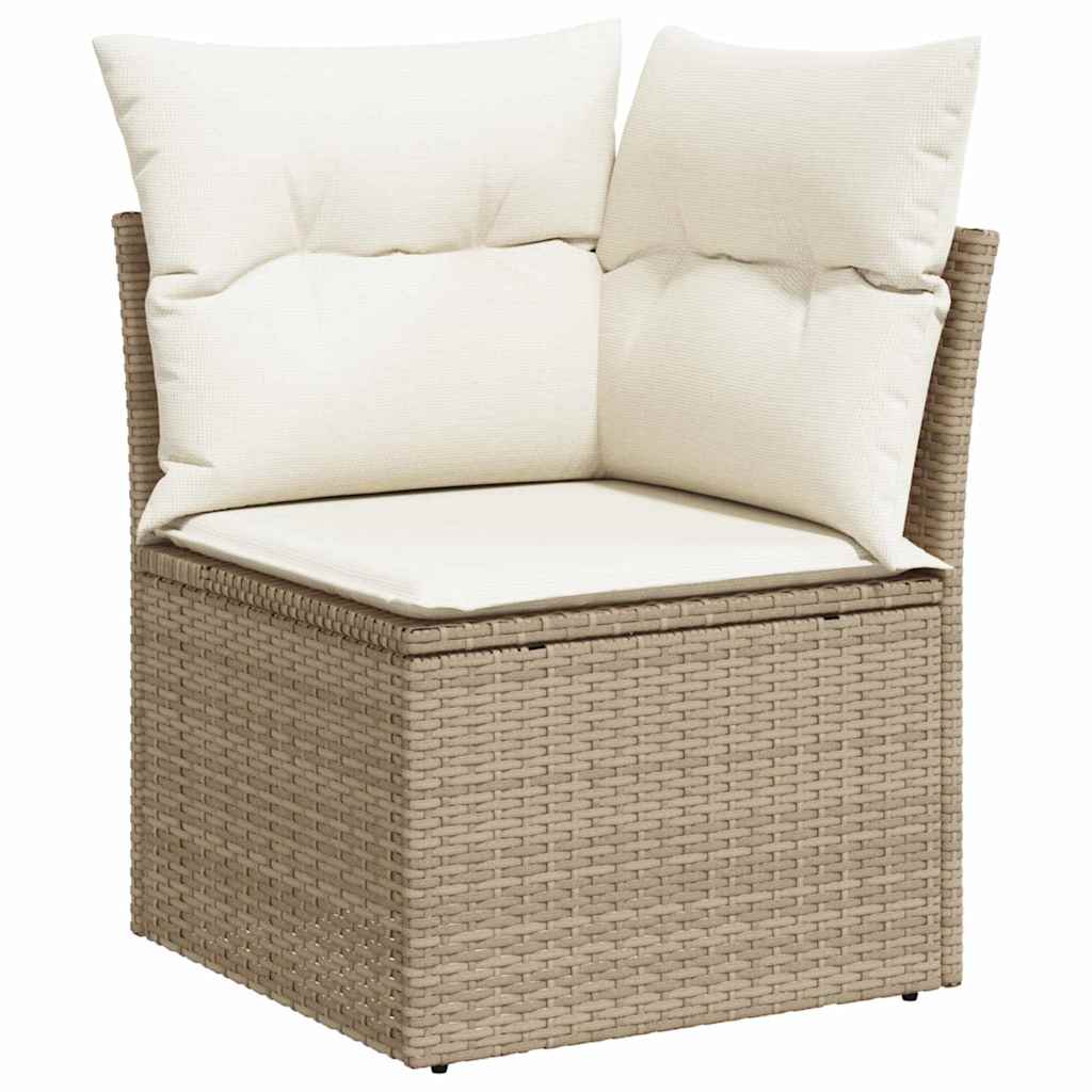 Conjunto de sofá de jardín con cojín 9 pcs Beige y Crema