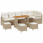Conjunto de sofá de jardín con cojín 10 pcs Beige y Crema
