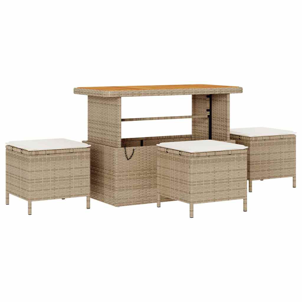 Conjunto de sofá de jardín con cojín 10 pcs Beige y Crema