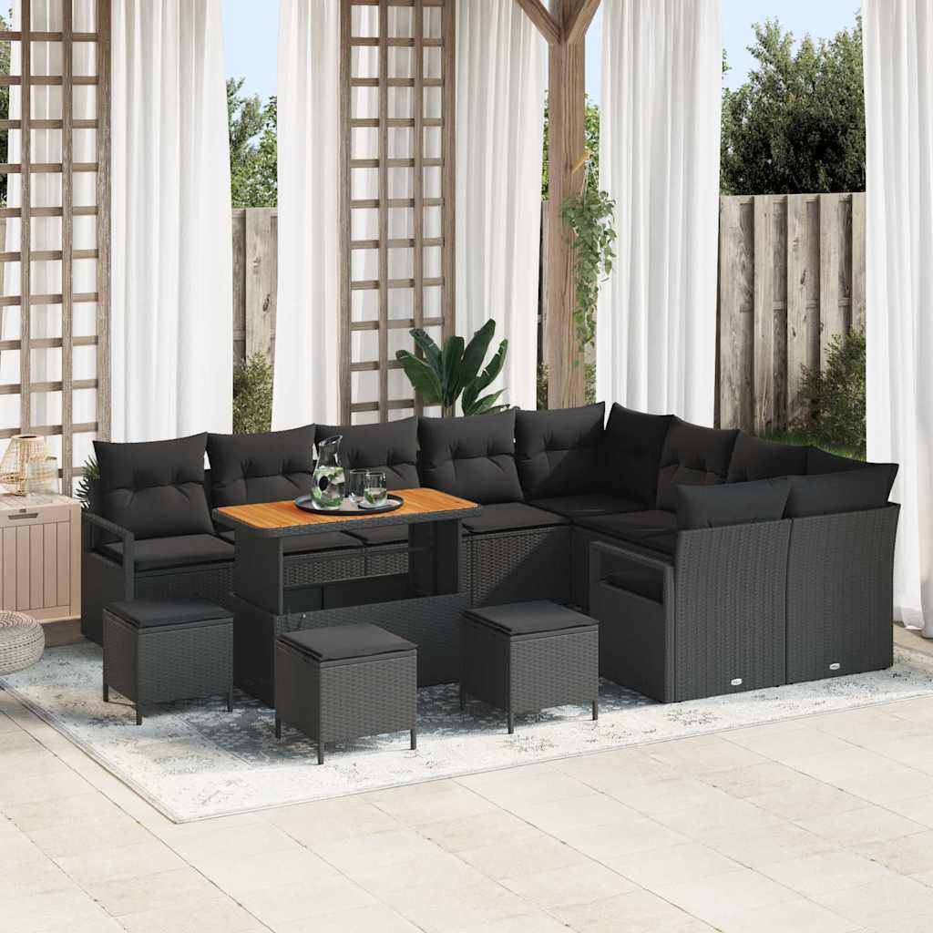 Conjunto de sofá de jardín con cojín 12 pcs Beige y Crema