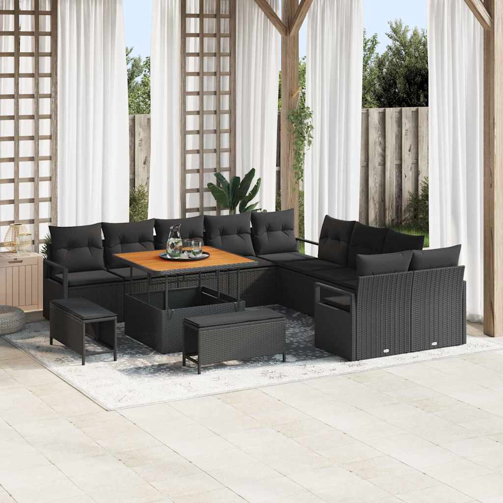 Conjunto de sofá de jardín con cojín 13 pcs Beige y Crema