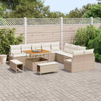 Conjunto de sofá de jardín con cojín 13 pcs Beige y Crema