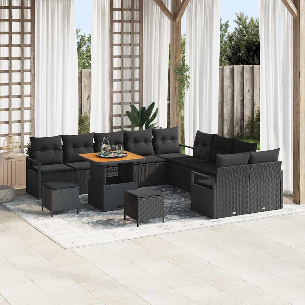 Conjunto de sofá de jardín con cojín 13 pcs Beige y Crema