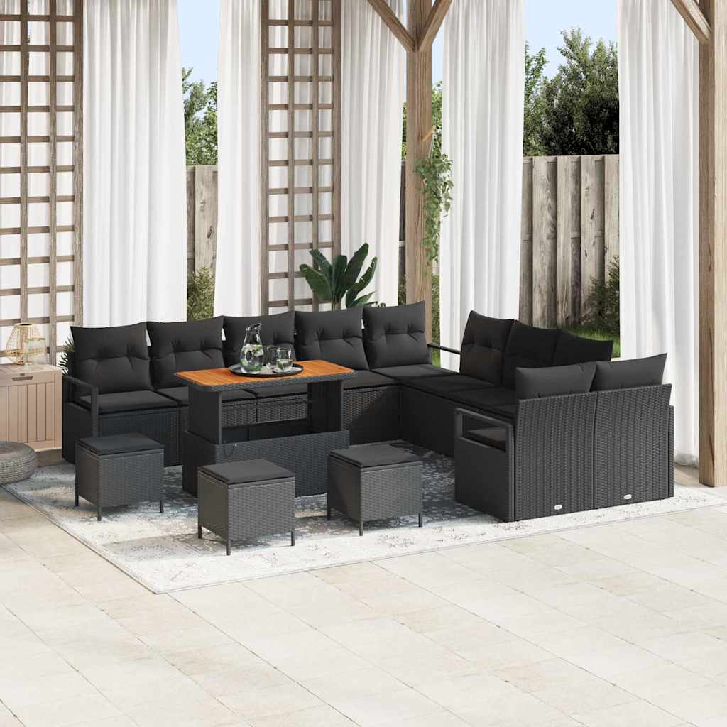Conjunto de sofá de jardín con cojín 13 pcs Beige y Crema