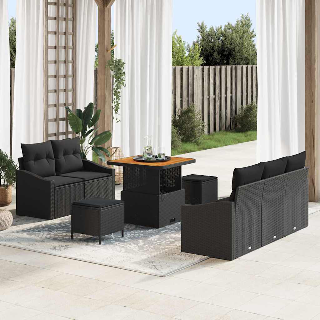 Conjunto de sofá de jardín con cojín 8 pcs Beige y Crema