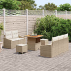 Conjunto de sofá de jardín con cojín 8 pcs Beige y Crema
