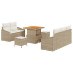 Conjunto de sofá de jardín con cojín 8 pcs Beige y Crema
