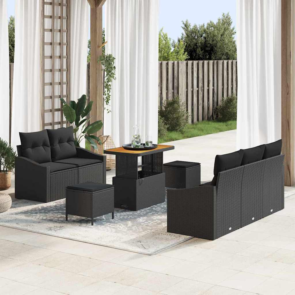 Conjunto de sofá de jardín con cojín 8 pcs Beige y Crema