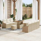 Conjunto de sofá de jardín con cojín 10 pcs Beige y Crema