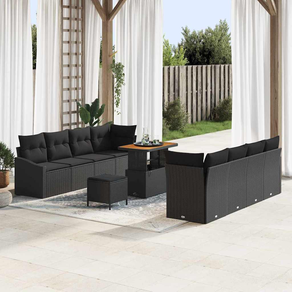 Conjunto de sofá de jardín con cojín 11 pcs Beige y Crema