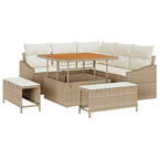 Conjunto de sofás de jardín con cojín 8 pcs Beige Poliratán
