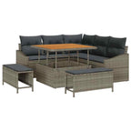 Conjunto de sofás de jardín con cojín 8 pcs Gris Poliratán