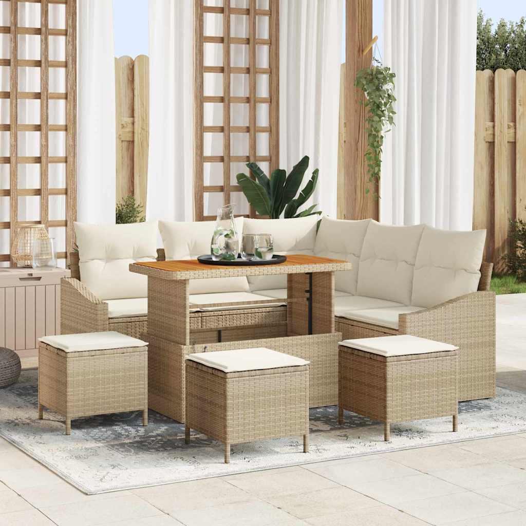 Conjunto de sofás de jardín con cojín 8 pcs Negro Poliratán