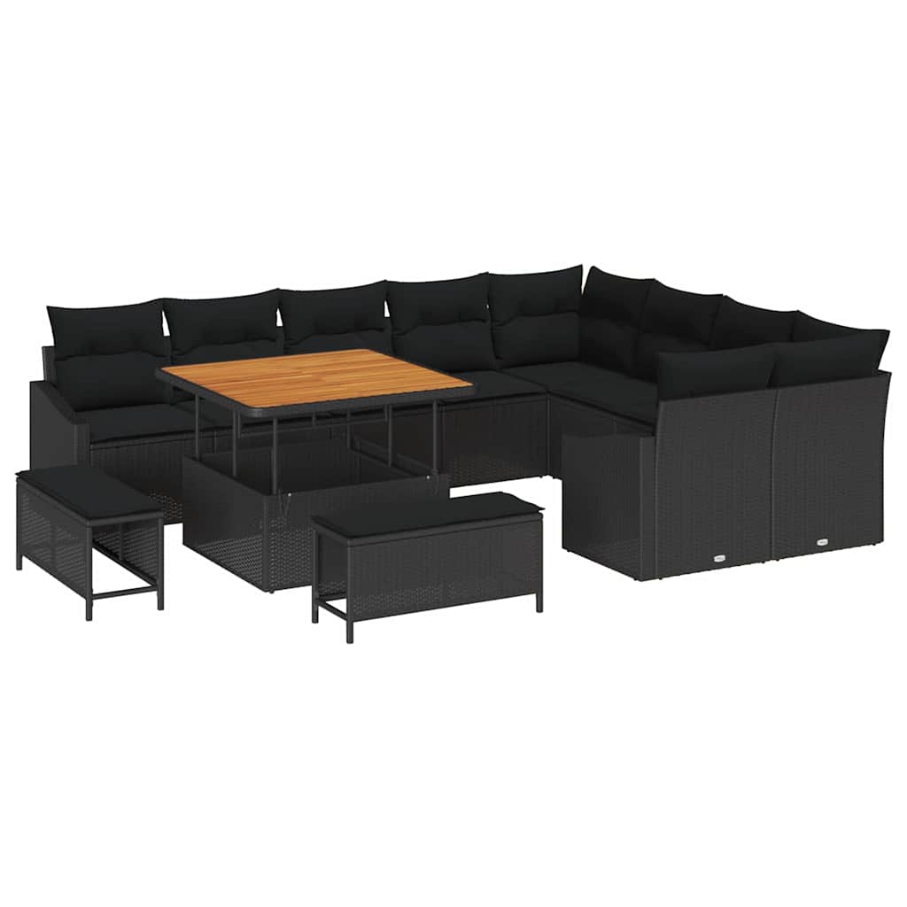Conjunto de sofá de jardim com almofada 10 pçs Bege e Creme